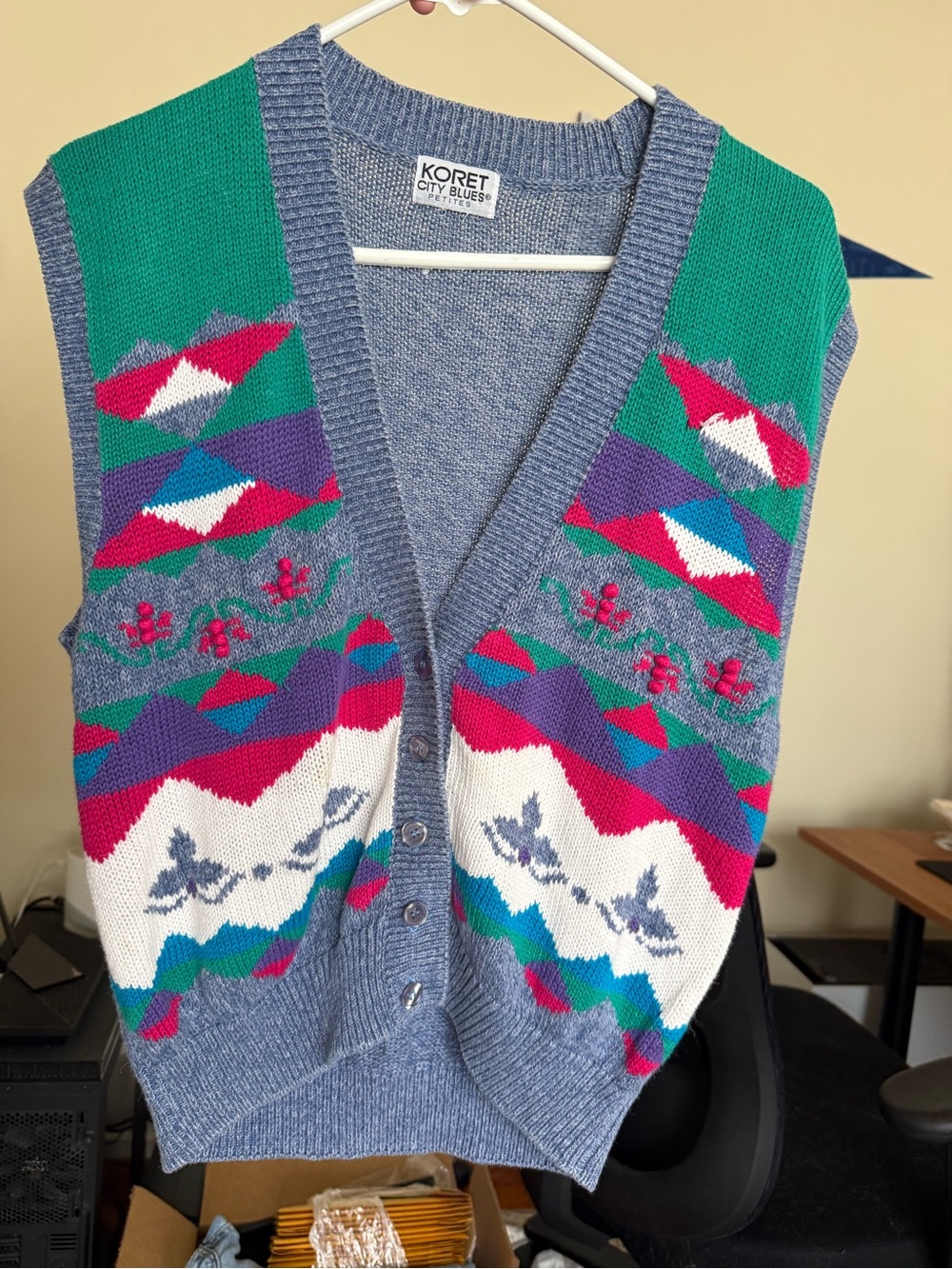 VTG Koret City Blues abstract funky 80s sweater vest / medium?